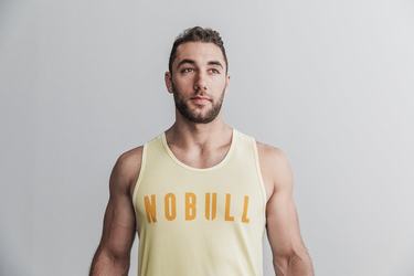 Nobull Men's Tank Tops Yellow | Australia (EW6285)